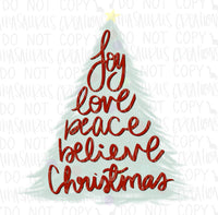 Christmas Words Tree Digital Design