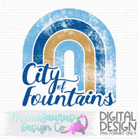City of Fountains Distressed Rainbow Digital Design