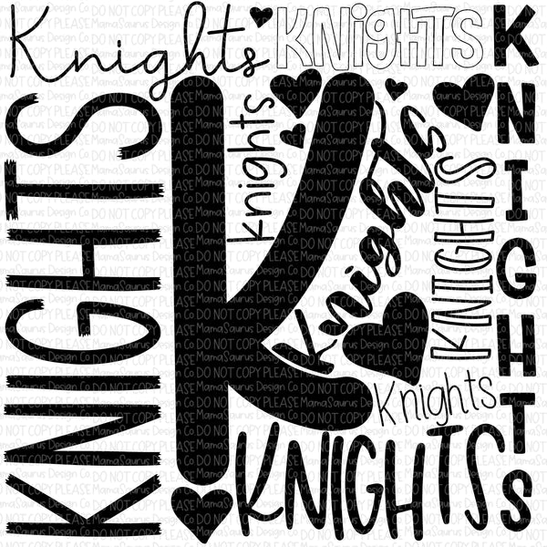 Knights Team Typography Name Digital Design